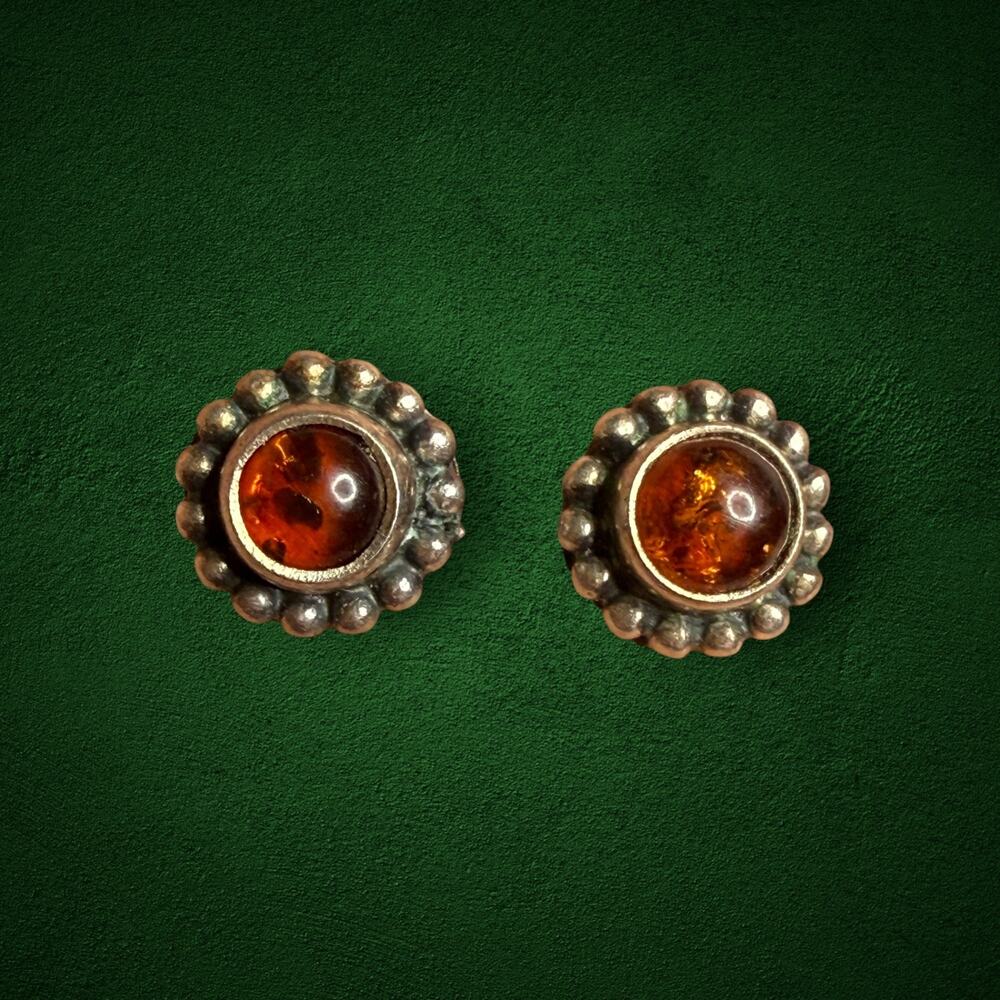 Amber Natural Genuine Sterling Silver 925 Stud Earrings